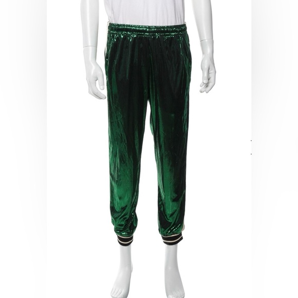 Gucci Shiny Green Web Accent Men’s Cropped Joggers Small - Picture 11 of 14